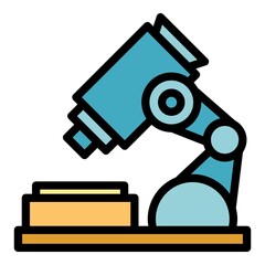 Poster - School microscope icon. Outline school microscope vector icon color flat isolated
