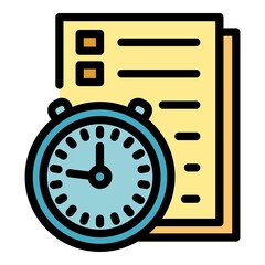 Poster - School exam icon. Outline school exam vector icon color flat isolated