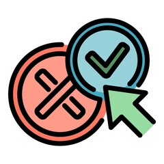 Poster - Approved lesson icon. Outline approved lesson vector icon color flat isolated
