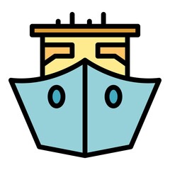 Sticker - Ship for travel icon. Outline ship for travel vector icon thin line color flat on white