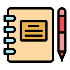 Poster - School notebook icon. Outline school notebook vector icon color flat isolated