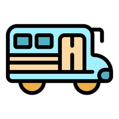 Poster - School bus icon. Outline school bus vector icon color flat isolated