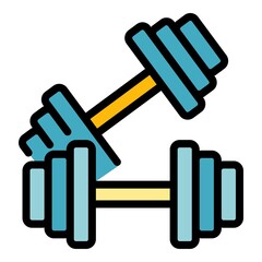 Poster - Dumbbells icon. Outline dumbbells vector icon color flat isolated