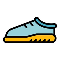 Poster - sport shoes icon. outline sport shoes vector icon color flat isolated