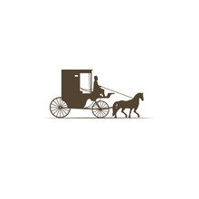 Horse Drawn Carriage Classic Vintage Logo Icon Sign. Vector Illustration