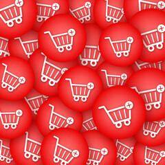Poster - Online shopping. Cart sticker pattern. Online market. Isolated vector illustration.