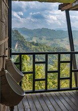 Bathroom View Of Mountains From Ban Jabo Village In Northern Thailand