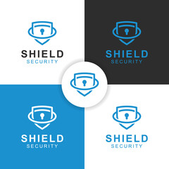 Wall Mural - secure technology logo with shield symbol, icon design for cyber army, security system