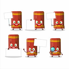 Canvas Print - Red ruler cartoon character bring information board