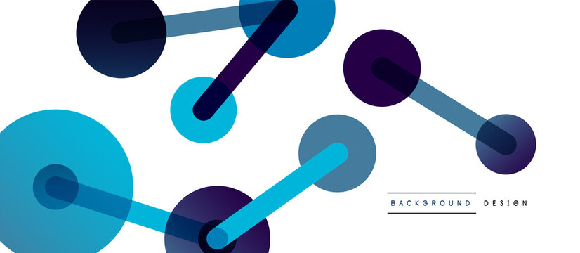 Line points connections geometric abstract background. Circles connected by lines. Trendy techno business template for wallpaper, banner, background or landing