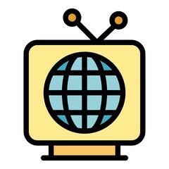 Poster - tv actualization icon. outline tv actualization vector icon color flat isolated