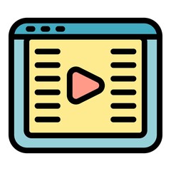 Poster - Online video clip icon. Outline online video clip vector icon color flat isolated