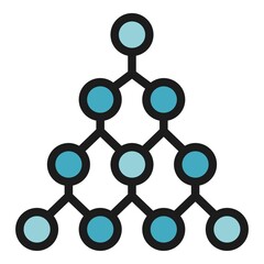 Poster - Hierarchy network icon. Outline hierarchy network vector icon color flat isolated