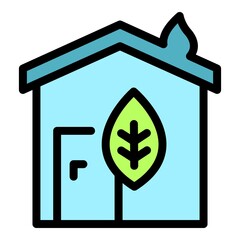 Poster - Ecology home icon. Outline ecology home vector icon color flat isolated