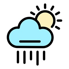Poster - Rain cloud icon. Outline rain cloud vector icon color flat isolated