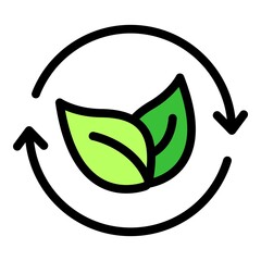 Poster - Leaf recycle icon. Outline leaf recycle vector icon color flat isolated