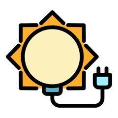 Poster - Sun plug icon. Outline sun plug vector icon color flat isolated