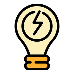 Poster - Light bulb energy icon. Outline light bulb energy vector icon color flat isolated