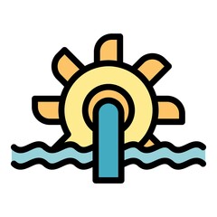 Sticker - Hydro power wheel icon. Outline hydro power wheel vector icon color flat isolated