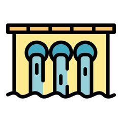 Poster - Hydro power building icon. Outline hydro power building vector icon color flat isolated