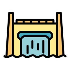 Poster - Hydro power station icon. Outline hydro power station vector icon color flat isolated