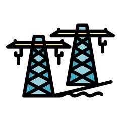 Poster - Hydro power electric tower icon. Outline hydro power electric tower vector icon color flat isolated