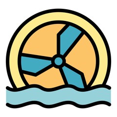 Poster - Hydro power thermal wheel icon. Outline hydro power thermal wheel vector icon color flat isolated
