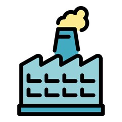 Poster - Eco factory icon. Outline eco factory vector icon color flat isolated