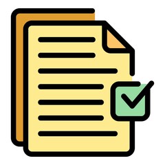 Poster - Done list icon. Outline done list vector icon color flat isolated