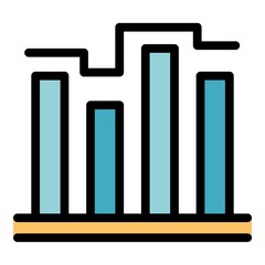 Wall Mural - Bar chart icon. Outline bar chart vector icon color flat isolated