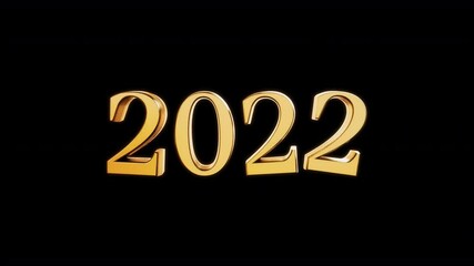 Wall Mural - gold chinese dragon 3d rendering movement loop around year letter 2022 text with alpha matte proress