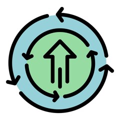 Poster - Arrow circle flow icon. Outline arrow circle flow vector icon color flat isolated