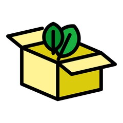 Poster - Carton box icon. Outline carton box vector icon color flat isolated