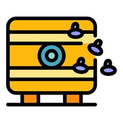 Poster - farm beehive icon. outline farm beehive vector icon color flat isolated