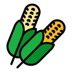Sticker - Farm corn icon. Outline farm corn vector icon color flat isolated