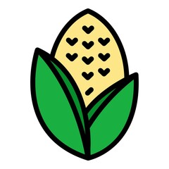 Poster - Corn plant icon. Outline corn plant vector icon color flat isolated