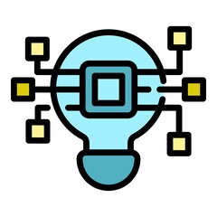 Poster - Bulb eco innovation icon. Outline bulb eco innovation vector icon color flat isolated