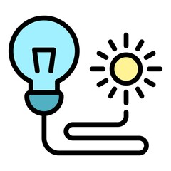 Poster - Sun eco innovation icon. Outline sun eco innovation vector icon color flat isolated