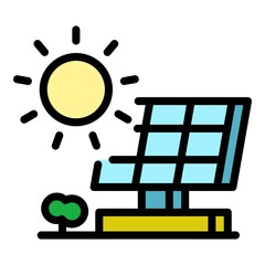 Poster - Solar panel energy icon. Outline solar panel energy vector icon color flat isolated