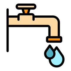 Poster - Water tap consumption icon. Outline water tap consumption vector icon color flat isolated
