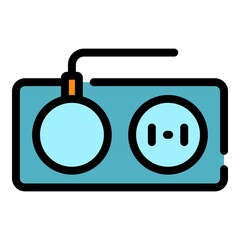 Poster - Wall electric plug icon. Outline wall electric plug vector icon color flat isolated