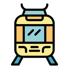 Poster - City tram icon. Outline city tram vector icon color flat isolated