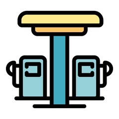 Poster - City fuel station icon. Outline city fuel station vector icon color flat isolated