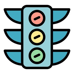 Poster - Traffic lights icon. Outline traffic lights vector icon color flat isolated