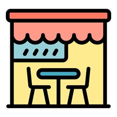 Poster - city cafe icon. outline city cafe vector icon color flat isolated