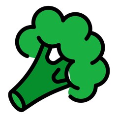 Poster - Broccoli icon. Outline broccoli vector icon color flat isolated