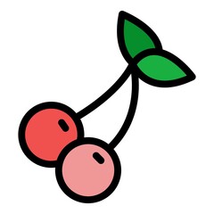 Poster - Cherry fruit icon. Outline cherry fruit vector icon color flat isolated