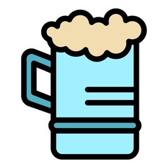 Poster - Mug beer icon. Outline mug beer vector icon color flat isolated