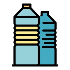 Poster - Plastic pet bottles icon. Outline plastic pet bottles vector icon color flat isolated