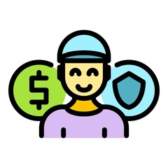 Poster - Agent smiling icon. Outline agent smiling vector icon color flat isolated
